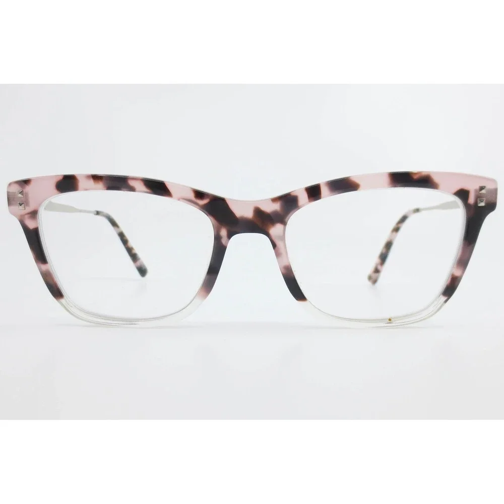 Derek Cardigan DOV550 653 Pink Tortoise Cat Eye Eyeglasses Silver Metal Temples